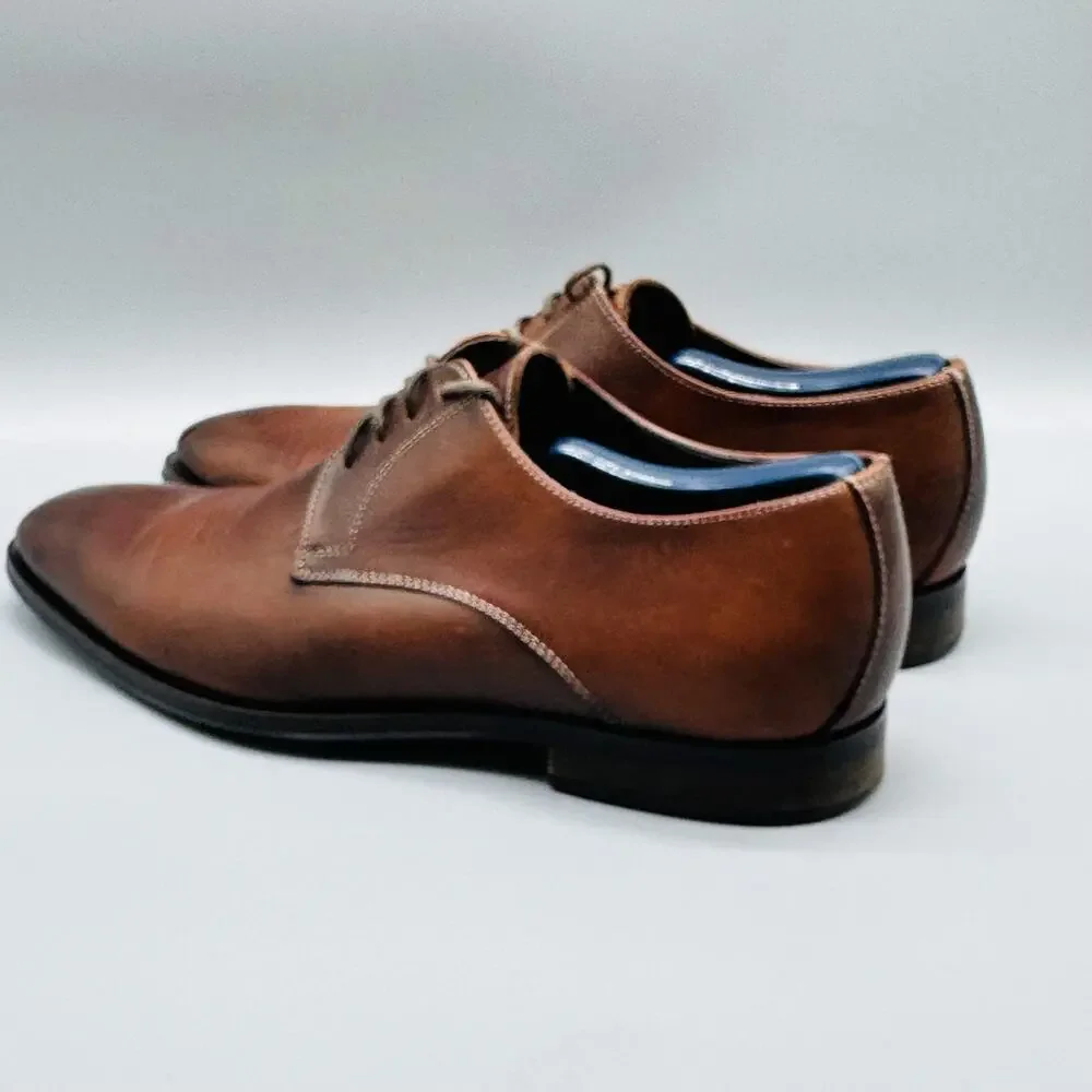 To Boot New York Shoes Mens 8 Brown Leather Derby Oxford Lace Up Dress Formal
